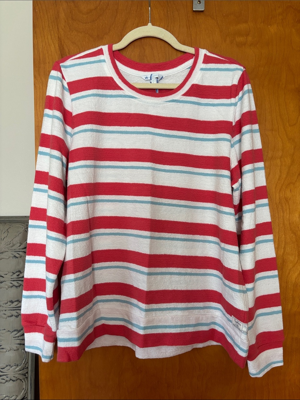 Southern Tide Red, White & Light Blue Striped Long Sleeve Top